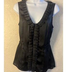Express Black The Portofino Ruffled Sleeveless Blouse M